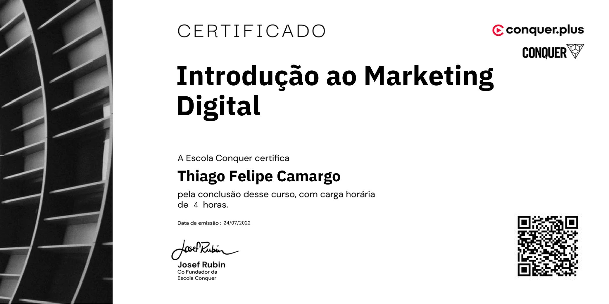 Certificado de Introdução ao Marketing Digital